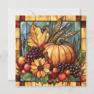 Tarjeta de arte de vidrio manchado de otoño