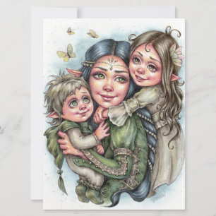 Tarjeta de arte del amor de madre Elfa familia Fan