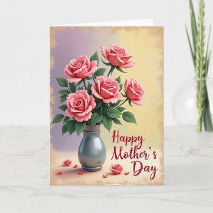 Tarjeta de arte del día de la madre Blush Rose
