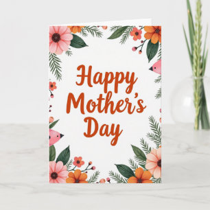 Tarjeta de arte del día de la madre con flores