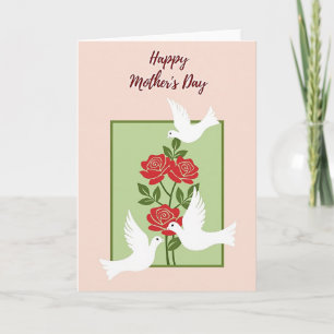 Tarjeta de arte del día de la madre con flores roj