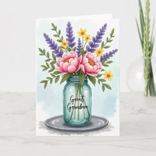 Tarjeta de arte del día de la madre con frasco azu