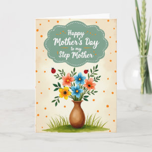 Tarjeta de arte del día de la madre con jarrón rús