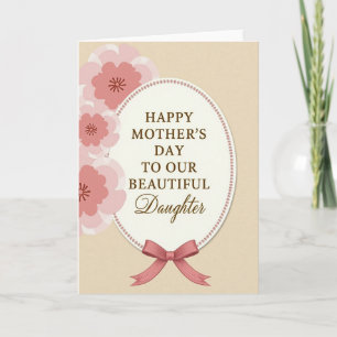 Tarjeta de arte del día de la madre con lazo rosa