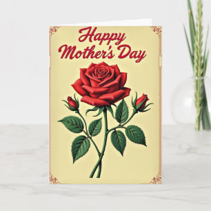Tarjeta de arte del día de la madre con rosa roja