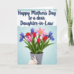 Tarjeta de arte del Día de la Madre conejito dulce