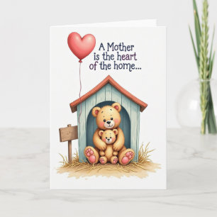 Tarjeta de arte del día de la madre Cozy Bear