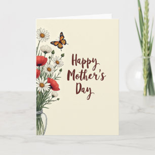 Tarjeta de arte del día de la madre de amapola