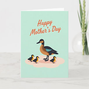 Tarjeta de arte del día de la madre de aves acuáti
