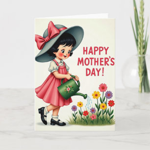 Tarjeta de arte del día de la madre floral dulce