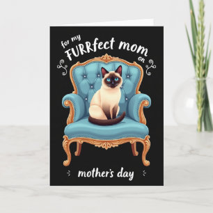 Tarjeta de arte del día de la madre gato azul cele