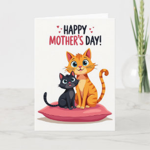Tarjeta de arte del día de la madre gato naranja