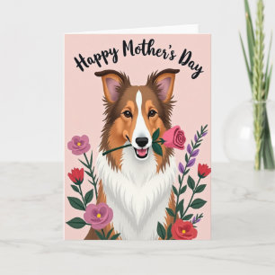 Tarjeta de arte del día de la madre perro rosa