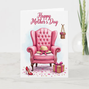 Tarjeta de arte del día de la madre Silla Rosa
