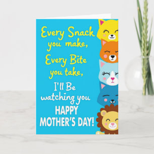 Tarjeta de arte del día de la madre vigilándote