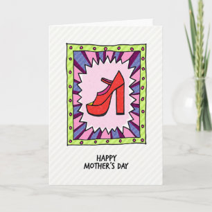 Tarjeta de arte del día de la madre Zapato Rojo