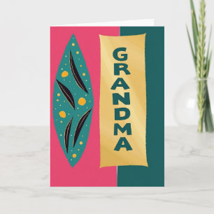 Tarjeta de arte del día de las abuelas azul verdos