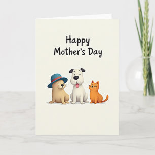 Tarjeta de arte del día de las madres animal