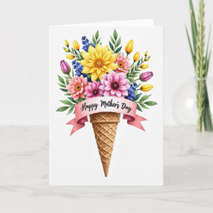 Tarjeta de arte del Día de las Madres con cono de 