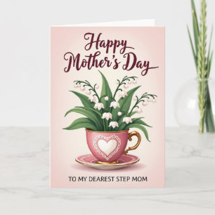 Tarjeta de arte del día de las madres con taza de