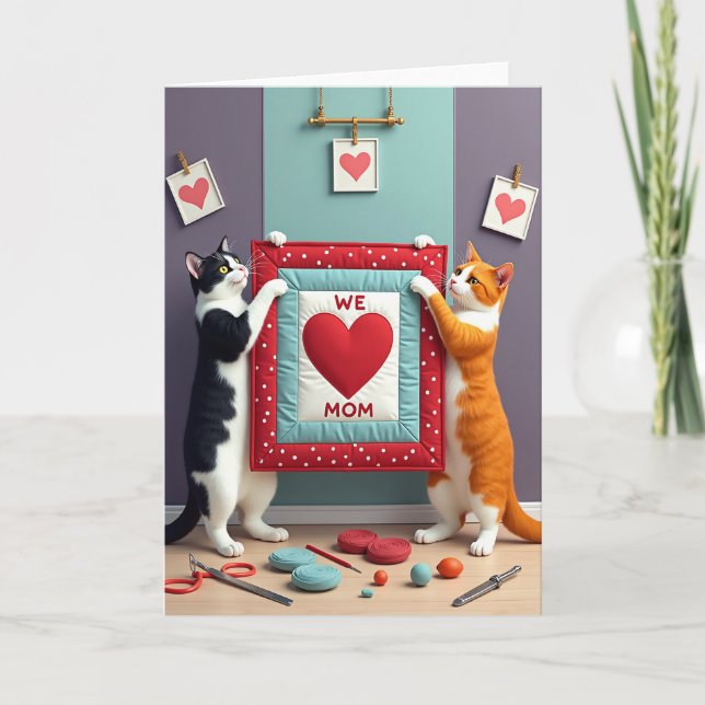 Tarjeta de arte del día de las madres felinas con  (Anverso)