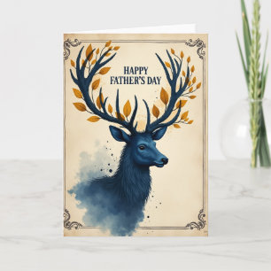 Tarjeta de arte del Día del Padre Ciervo Índigo