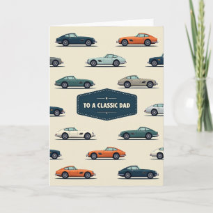 Tarjeta de arte del Día del Padre con coche clásic