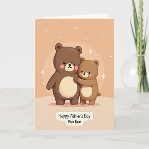 Tarjeta de arte del Día del Padre Oso cariñoso