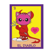 Tarjeta de arte del gato, el diablo, postal