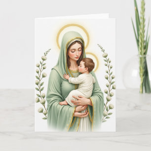 Tarjeta de arte del halo de la madre y el niño