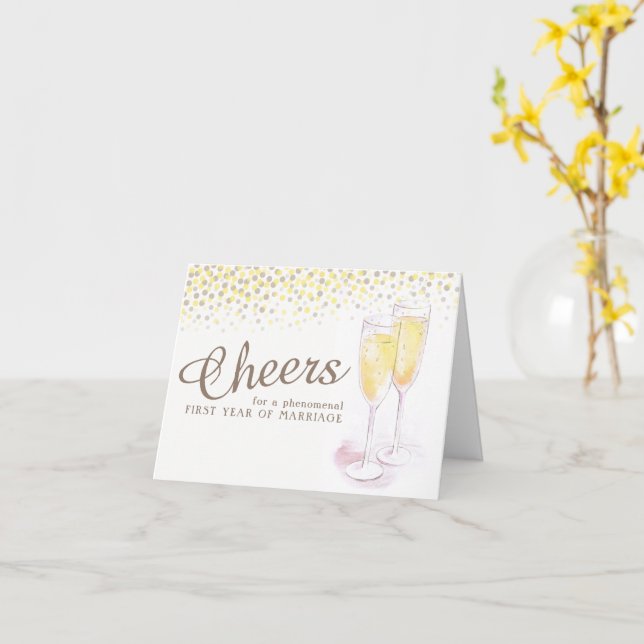 Tarjeta de arte del primer aniversario del boda de (flor amarilla)