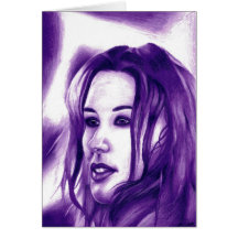 Tarjeta de arte del retrato de la mujer gente púrp