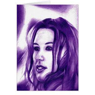 Tarjeta de arte del retrato de la mujer gente púrp