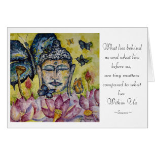 Tarjeta de arte Emerson Cita Buda acuarela