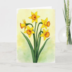 Tarjeta de arte en acuarela de flores de primavera