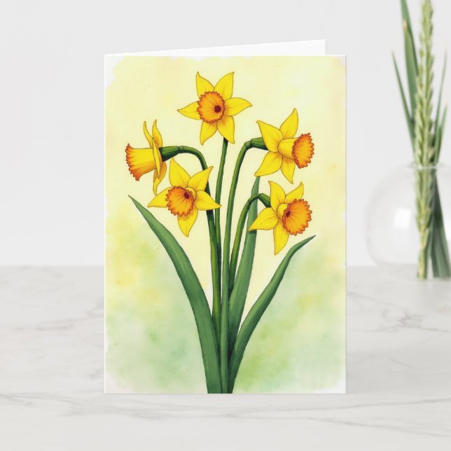 Tarjeta de arte en acuarela de flores de primavera (Anverso)