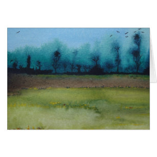 Tarjeta de arte en blanco para el paisaje boscoso 