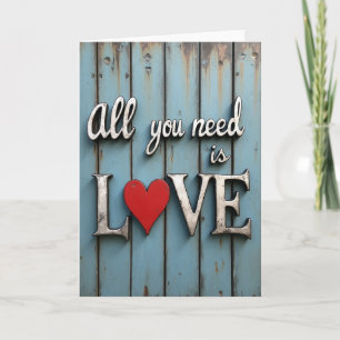Tarjeta de arte en madera azul turquesa 'El amor t