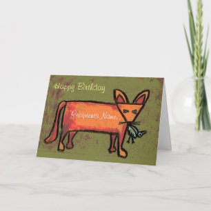 Tarjeta de arte Fat Fox personalizada Happy Birday