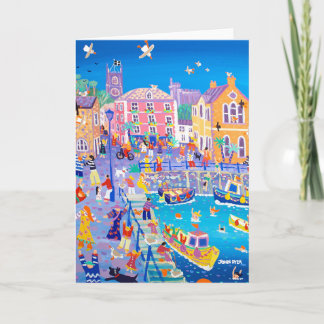 Tarjeta de arte Felices Fiestas, Fowey de John Dye