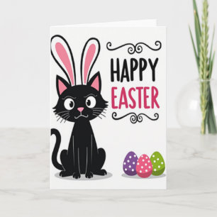 Tarjeta de arte felino de Pascua feliz