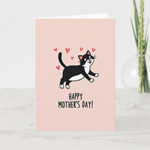 Tarjeta de arte felino del día de la madre feliz
