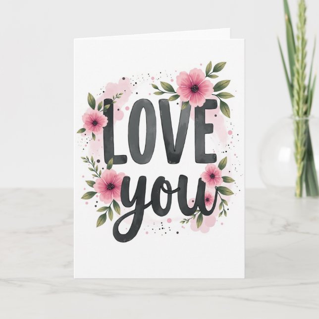 Tarjeta de Arte Floral de Amor (Anverso)