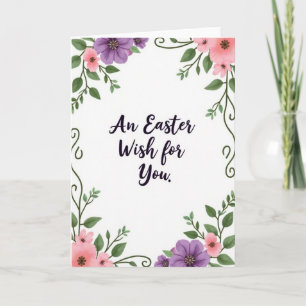 Tarjeta de arte floral de deseo de Pascua