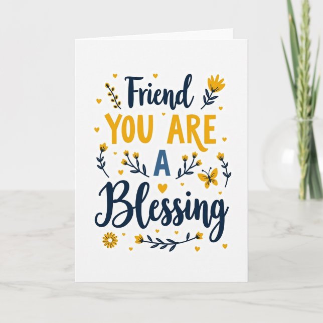 Tarjeta de Arte Floral de la Bendición del Amigo (Anverso)