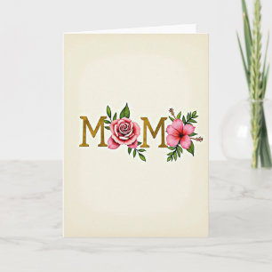 Tarjeta de Arte Floral de Mamá Dorada