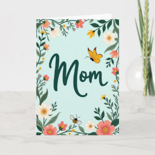 Tarjeta de Arte Floral de Mamá Encantadora