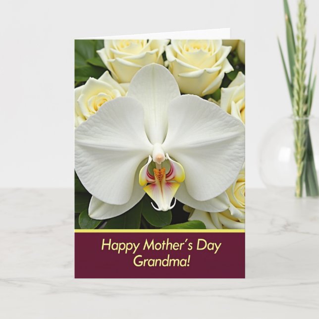 Tarjeta de Arte Floral de Orquídea Rosa (Anverso)