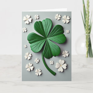 Tarjeta de Arte Floral de Trébol de la Suerte