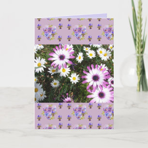 Tarjeta de arte floral floral color rosa y blanco
